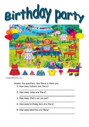 English Worksheet: birthday party