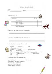 English Worksheet: can for ability