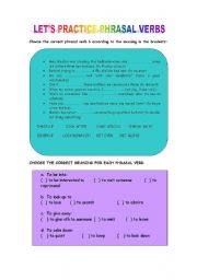 English Worksheet: PHRASAL VERBS PRACTICE