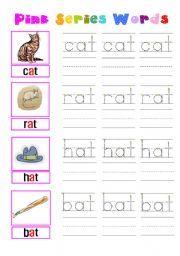 English Worksheet: pink series words-short