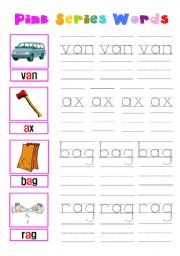 English Worksheet: pink series words-short