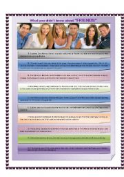 English Worksheet: READING WHAT YOU DIDNT KNOW ABOUT FRIENDS