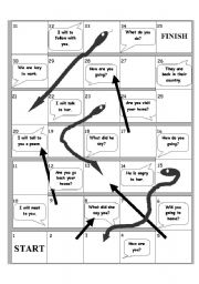 English Worksheet: snakes and arrows board