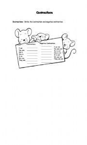 English Worksheet: Contractions