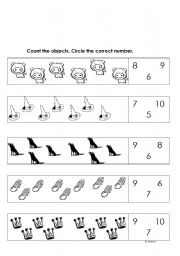 English Worksheet: Count and circle the numbers