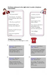 English Worksheet: Telephone messages and conversation