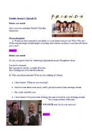 English Worksheet: Friends, Video Activity