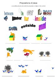 English Worksheet: Prepositions of place