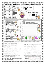 English Worksheet: POSSESSIVE ADJECTIVES / POSSESSIVE PRONOUNS