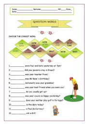 English Worksheet: Question words  17.08.08