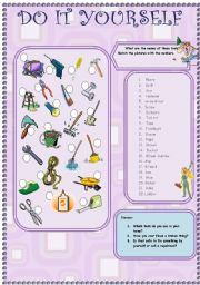 English Worksheet: do it yourself (tools that you use at home) 17.08.08