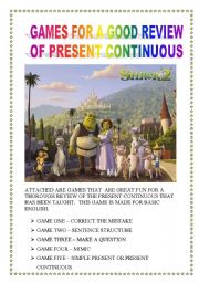 English Worksheet: PART THREE GAME FOR PRESENT CONTINUOUS