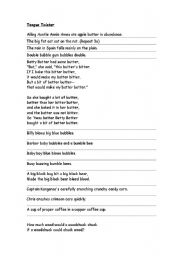 English Worksheet: TONGUE TWISTER