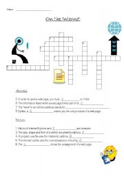 English Worksheet: On the internet - CROSSWORD