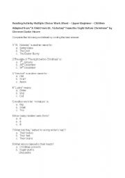 English Worksheet: Reading Multiple Choice Worksheet Christmas