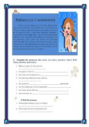 English Worksheet: Rebeccas weekend (18.08.08)