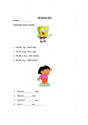 English Worksheet: Body parts