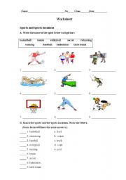English worksheet: Sports and sports locations