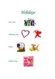 English worksheet: Holidays (1 of 2)