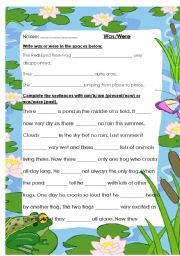 English Worksheet: Was/Were verb form