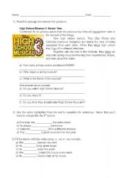 English Worksheet: High School Musical 3 (HSM3) simple present