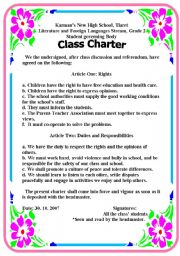 English Worksheet: class charter