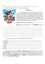 English Worksheet: Naruto reading