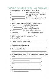 English Worksheet: TO BE AND THERE TO BE - SIMPLE PAST
