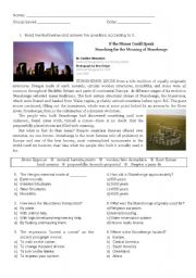 English Worksheet: Stonehenge (extract adapted from National Geographic)