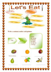 English Worksheet: Lets eat - practice a/an