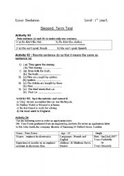 English worksheet: test on english