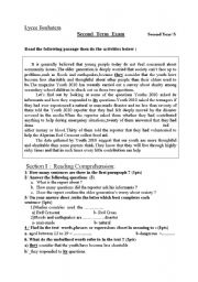 English Worksheet: 2nd yearExam