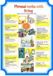 English Worksheet: Phrasal verbs with bring (2 pages)