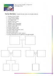 English Worksheet: Family Members - genealogical tree