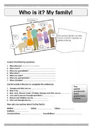 English Worksheet: Who is it? My family!