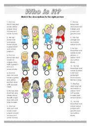 English Worksheet: Easy description of children