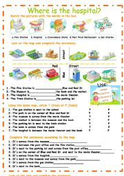 English Worksheet: City places, prepositions of place