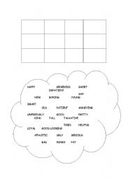 English Worksheet: Adjectives Bingo