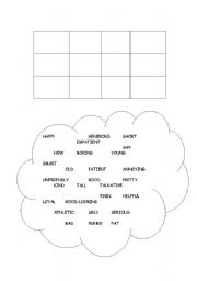 English worksheet: Adjectives Bingo