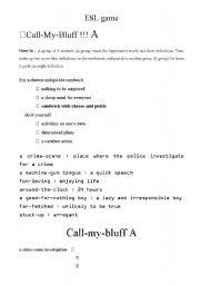 English Worksheet: Call My Bluff game for Hyphenated words