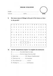 English worksheet: parts of the house prepositions
