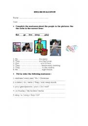 English worksheet: present simple tense