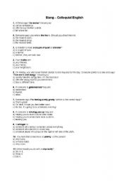 English Worksheet: slang or colloquial English