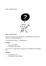 English worksheet: modal verbs