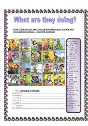 English Worksheet: Daily routines and activities - PART 2 + PRESENT CONTINUOUS