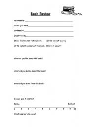 English Worksheet: book review