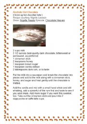 English Worksheet: Chocolate Heaven - Alcoholic Hot Chocolate - Recipe 1 of 5