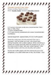 English Worksheet: Chocolate Heaven - Chocolate Caramel Crispy Cakes - Recipe 2 of 5