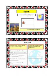 English Worksheet: Post card activity -  Spain (Part 2) 18.08.08