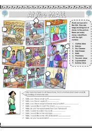 English Worksheet: At the mall (stores)